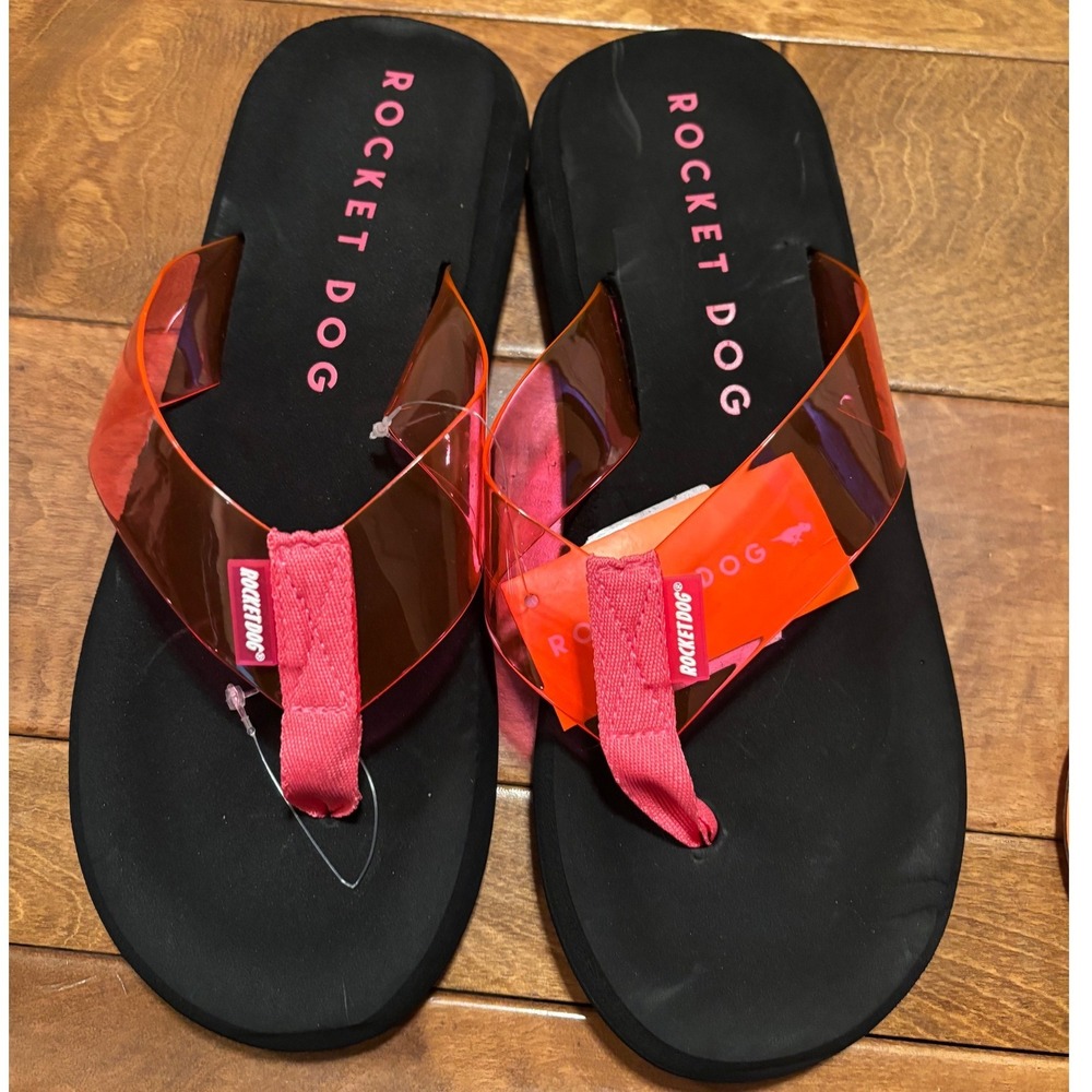 Rocket Dog Sunset TPU Flip Flops Hot Pink Translucent Platform Sandals Womens 11